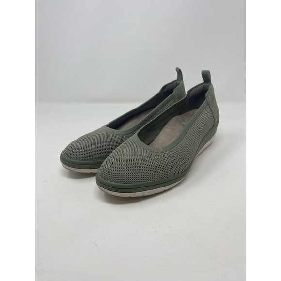 Vionic Shoes Womens Size 8.5 Wide Green Jacey Knit Slip On Comfort Casual Flats - Picture 1 of 14